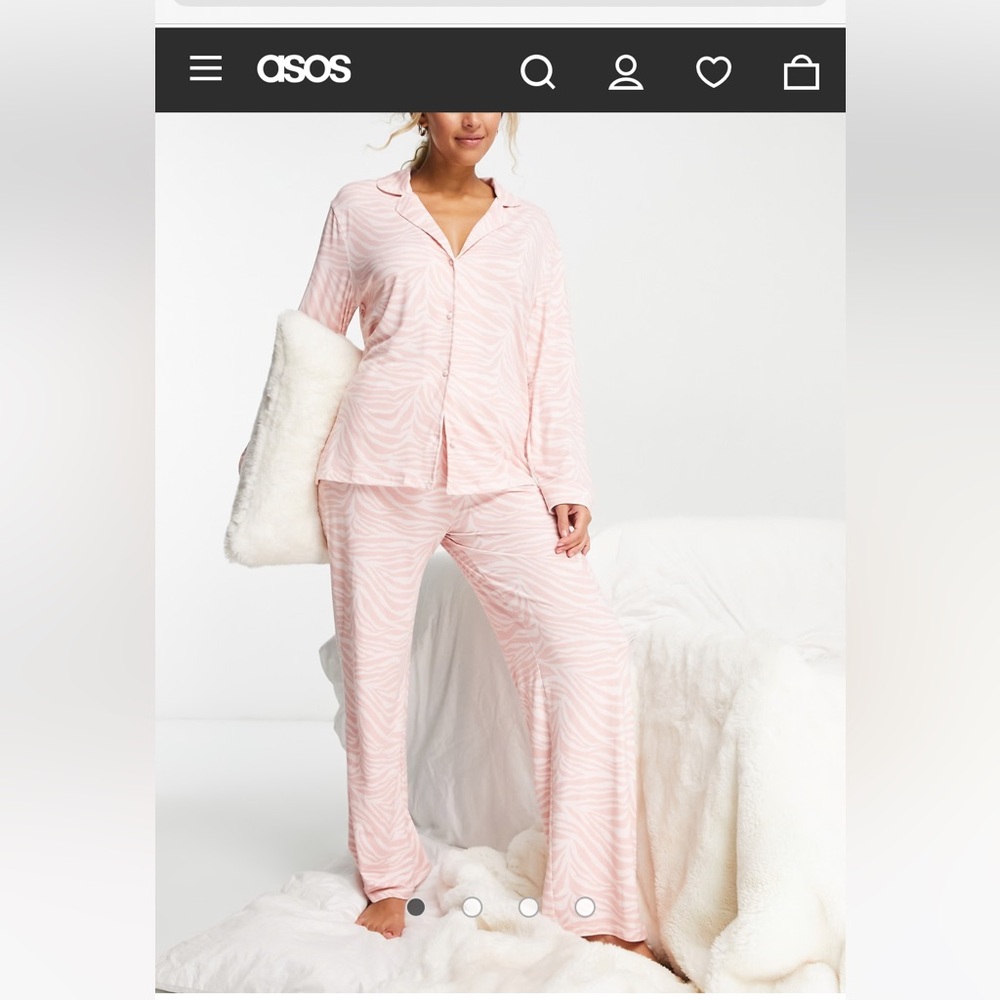 ASOS Pink and White Zebra-Print Pajama Set